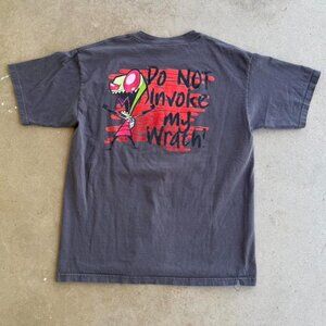 Y2K VINTAGE INVADER ZIM “DO NOT INVOKE MY WRATH” DARK GREY GRAPHIC TEE